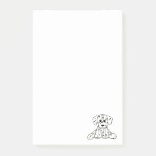 Dalmatiner ausgestopfter Hund zeichnend Kontur ein Post-it Klebezettel