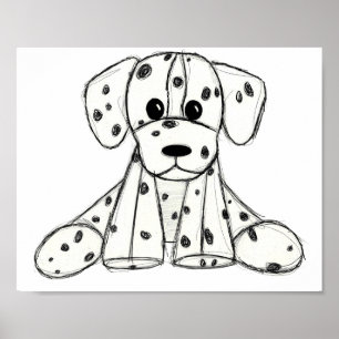 Dalmatiner ausgestopfter Hund zeichnend Kontur ein Poster