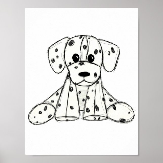 Dalmatiner ausgestopfter Hund zeichnend Kontur ein Poster (Vorne)