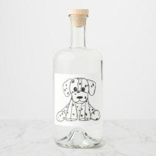 Dalmatiner ausgestopfter Hund Zeichnung Umriss ein Alkoholflaschenetikett
