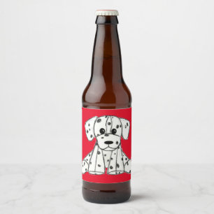 Dalmatiner ausgestopfter Hund Zeichnung Umriss ein Bierflaschenetikett