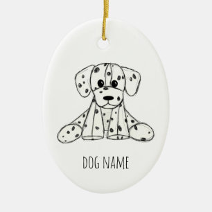 Dalmatiner ausgestopfter Hund Zeichnung Umriss ein Keramik Ornament