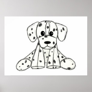 Dalmatiner ausgestopfter Hund Zeichnung Umriss ein Poster
