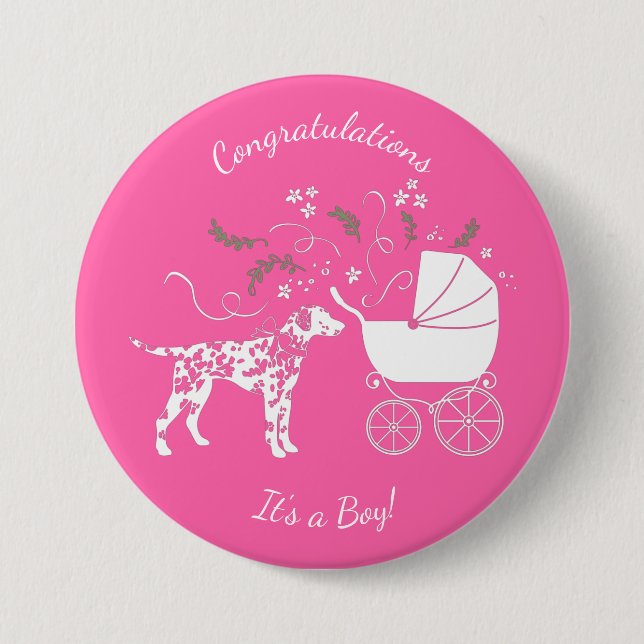 Dalmatiner Baby Shower Welpenhund Button (Vorderseite)