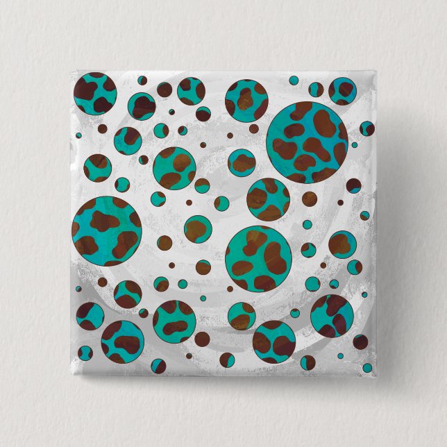 Dalmatiner braun und Aquamarin Button (Vorderseite)