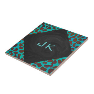 Dalmatiner braun und Aquamarin Fliese