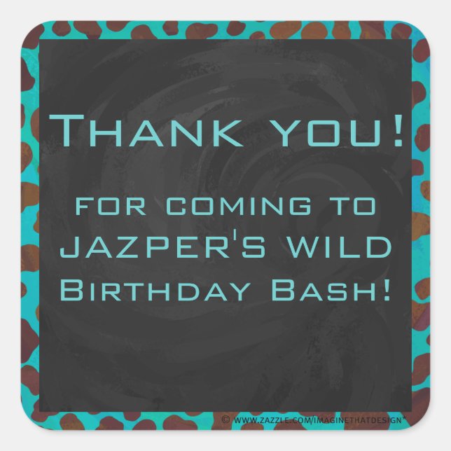 Dalmatiner braun und Aquamarin mit Monogramm Quadratischer Aufkleber (Vorderseite)