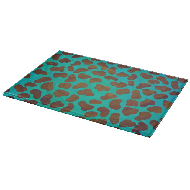 Dalmatiner braun und Aquamarin Schneidebrett (Ecke)