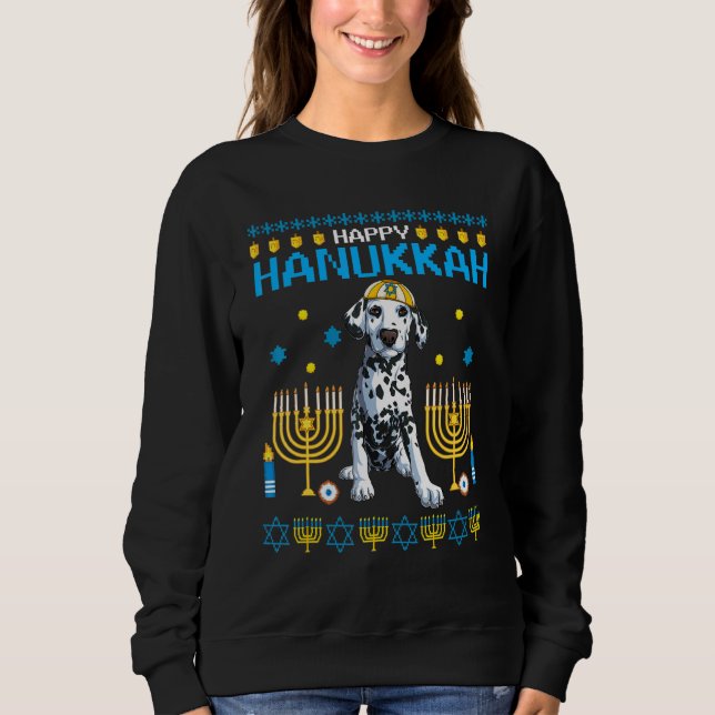 Dalmatiner Chanukah Juwish Ugly Hanukkah Sweater P Sweatshirt (Vorderseite)