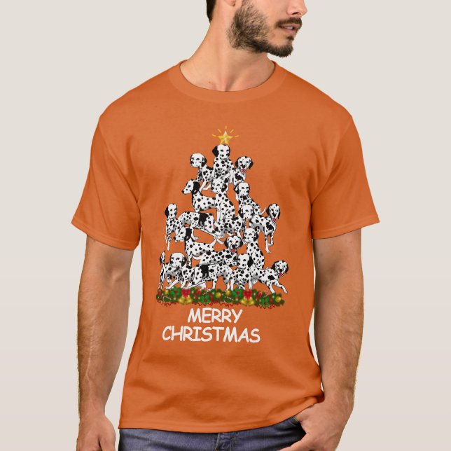 Dalmatiner Christmasree Frohe Weihnachtsgeschenk T-Shirt (Vorderseite)