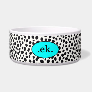 Dalmatiner Dog Abstraktes Muster Aqua Blue Monogra Napf