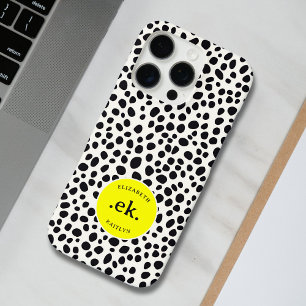 Dalmatiner Dog Abstraktes Muster Gelbe Monogramm iPhone 16 Pro Hülle