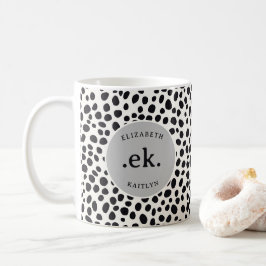 Dalmatiner Dog Abstraktes Muster Grau Monogramm Kaffeetasse