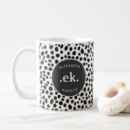 Dalmatiner Dog Abstraktes Muster Grau Monogramm Kaffeetasse
