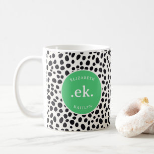 Dalmatiner Dog Abstraktes Muster Green Monogram Kaffeetasse
