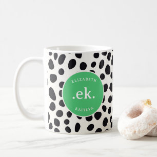 Dalmatiner Dog Abstraktes Muster Green Monogram Kaffeetasse