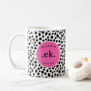 Dalmatiner Dog Abstraktes Muster Hot Pink Monogram Kaffeetasse
