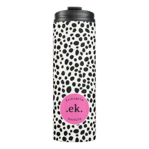 Dalmatiner Dog Abstraktes Muster Hot Pink Monogram Thermosbecher