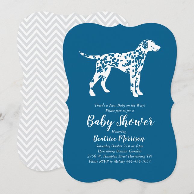 Dalmatiner Dog Baby Dusche Blue Boy Einladung (Vorne/Hinten)