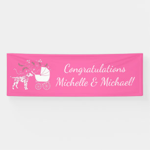 Dalmatiner Dog Baby Dusche Puppy Pink Girl Banner