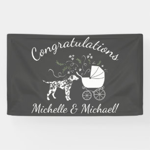Dalmatiner Dog Baby Dusche Welpe Grau Banner
