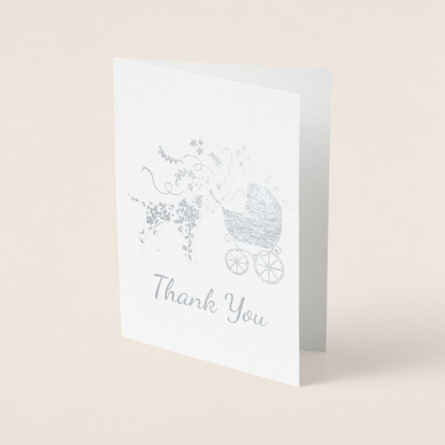 Dalmatiner Dog Baby Dusche Welpe Grau Folienkarte (Vorderseite)