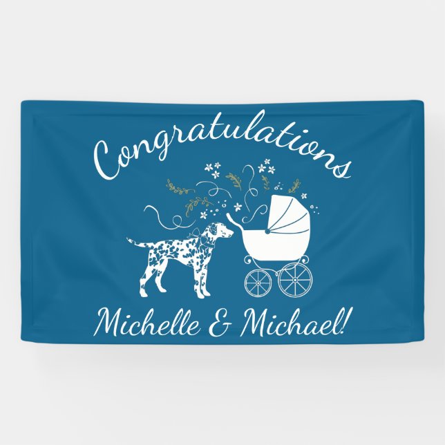 Dalmatiner Dog Baby Shower Welpe Blue Boy Banner (Horizontal)