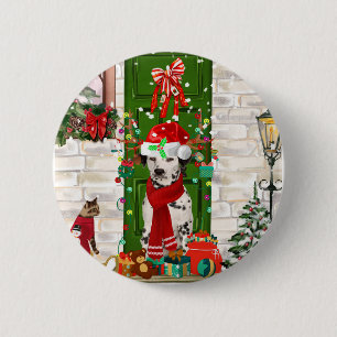 Dalmatiner Dog Christmas Button