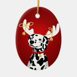 Dalmatiner Dog Christmas Deer Keramikornament