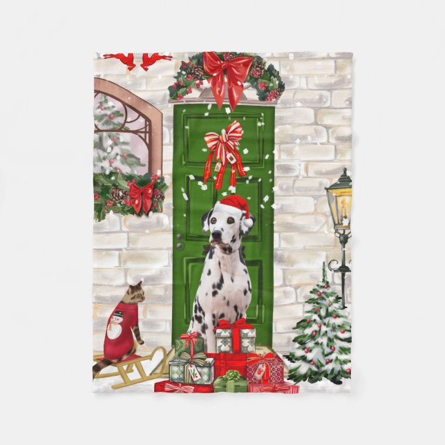 Dalmatiner Dog Christmas Fleecedecke (Vorderseite)