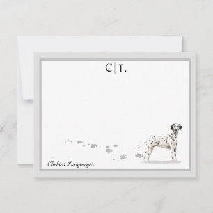 Dalmatiner Dog graue Border Monogramm und Ihr Name Mitteilungskarte