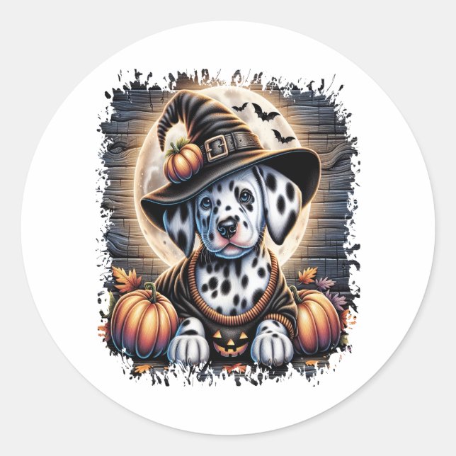 Dalmatiner Dog Halloween Runder Aufkleber (Vorderseite)