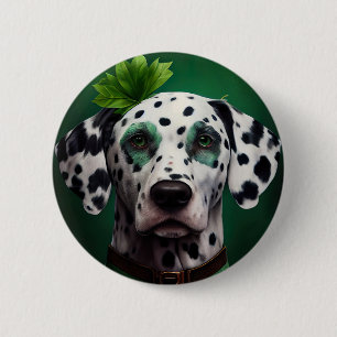 Dalmatiner Dog in St. Patrick's Day Dress Button