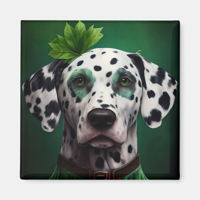 Dalmatiner Dog in St. Patrick's Day Dress Magnet (Vorne)