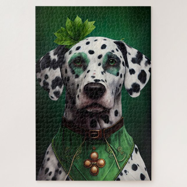 Dalmatiner Dog in St. Patrick's Day Dress Puzzle (Vertikal)