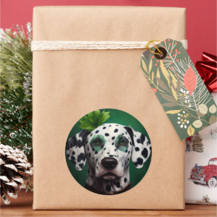 Dalmatiner Dog in St. Patrick's Day Dress Runder Aufkleber