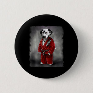 Dalmatiner Dog Judo Karate Master in Red Judogi Button