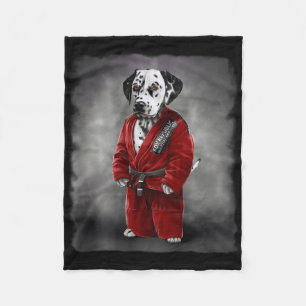 Dalmatiner Dog Judo Karate Master in Red Judogi Fleecedecke