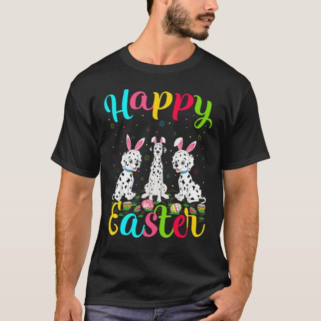 Dalmatiner Dog Ostereier Hübscher Dalmatiner Happy T-Shirt (Vorderseite)