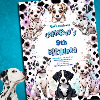 Dalmatiner & Dog Pals Watercolor Geburtstagsparty Einladung