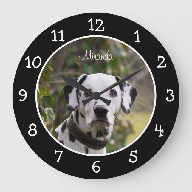 Dalmatiner Dog Personalisiert Große Wanduhr (Vorderseite)
