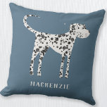 Dalmatiner Dog Personalisiert Kissen<br><div class="desc">Adorable personalisierte gepunktete Dalmatiner Hunde Design auf einem aquamarinen grünen Hintergrund. Ändern oder entfernen Sie den Namen,  der angepasst werden soll. Originelle Kunst von Nic Squirrell.</div>