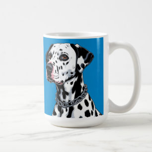 Dalmatiner Dog Portrait gegen blauen Hintergrund Kaffeetasse
