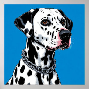 Dalmatiner Dog Portrait gegen blauen Hintergrund Poster