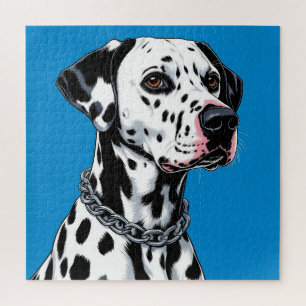 Dalmatiner Dog Portrait gegen blauen Hintergrund Puzzle
