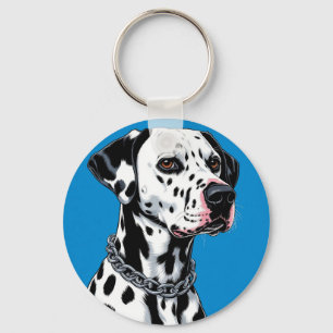 Dalmatiner Dog Portrait gegen blauen Hintergrund Schlüsselanhänger