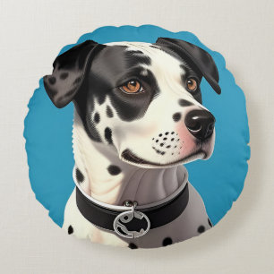 Dalmatiner Dog Portrait Rundes Kissen