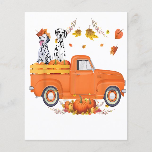 Dalmatiner Dog Pumpkin Truck Fall Leaf Erntedank Flyer (Vorne)