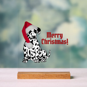 Dalmatiner Dog Red Strumpf Cap Frohe Weihnachten Acrylschild