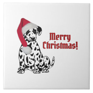 Dalmatiner Dog Red Strumpf Cap Frohe Weihnachten Fliese